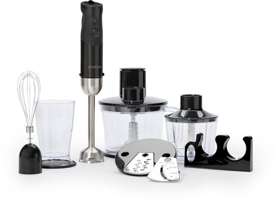 Brabantia BBEK1063MB Staafmixer set - Hakmolen - Garde - 1000 Watt - 8 snelheden - Zwart van Brabantia