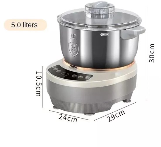 Brandistry - Deegkneedmachine - Deegmachine - Keukenmachine - Electrische Kneedmachine - Keukenmixer - 5 Liter - Roestvrij Staal