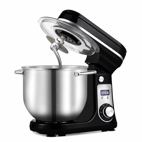 Brandistry - Keukenmachine - Keukenmixer - Mixer - Blender - Mixer Met Mengkom - Stille Motor - 1200 Watt - 6 Liter - Zwart