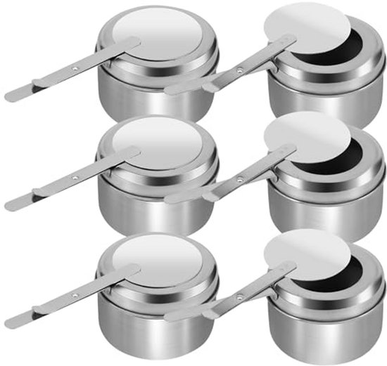 Brandstofhouders - Warmhoudbak - Buffet Verwarmen - Veiligheidsafdekking - 6 stuks - Zilver