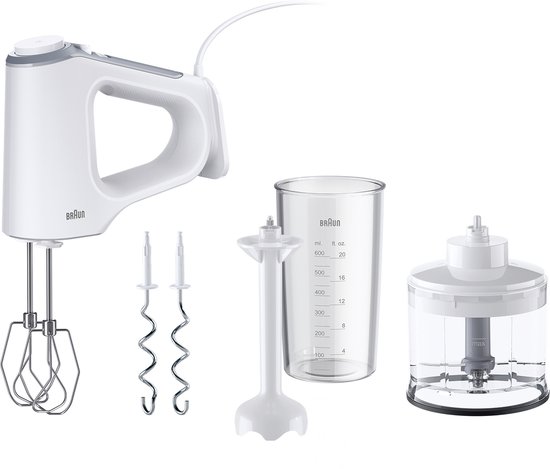 Braun MultiMix3 HM3235WH - Handmixer - Ergonomische handgreep - Incl mixervoet en hakmolen -550W van Braun