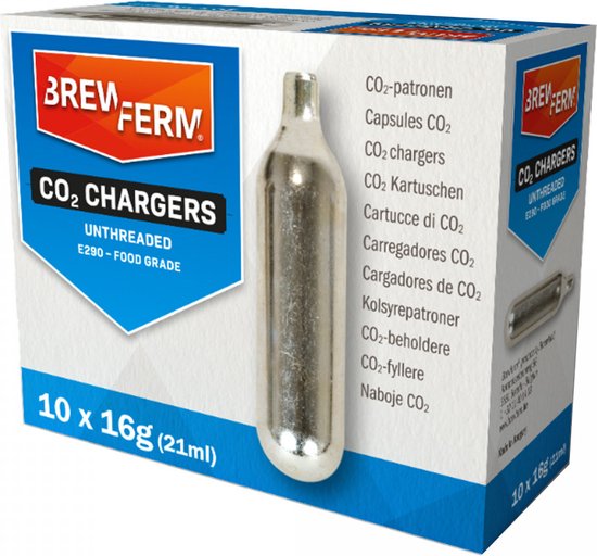 Brewferm® CO2 patronen - 16 g - voordeelverpakking - 10 stuks - luchtpatroon van Brewferm