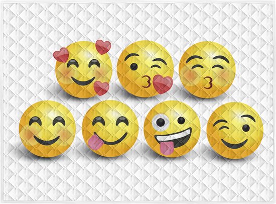 Brisby Zware Kwaliteit Speelkleed, Speelmat Anti slip en Wasbaar 150 x 200 cm. – Emoticons / Smiles van Brisby