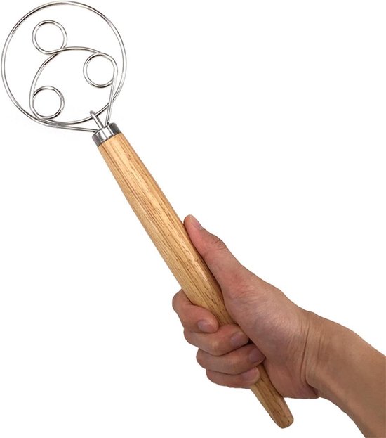 Broodmixer met handvat - Deense klopper - Bakken van deeg - Roestvrij staal - 33x8CM - Niet gespecificeerd