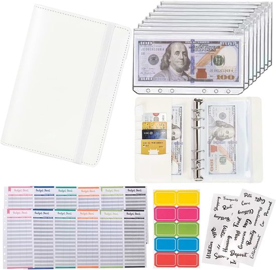 Budget Binder A6 geldbesparende binder met rits geld enveloppen | Budgetplanning Spaarplan Uitgaven bijhouden Geldbeheer