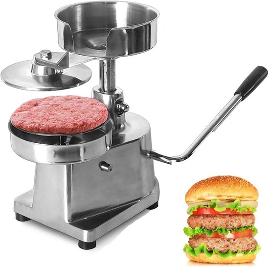 Burger Patty Maker - Hamburger Pers - Professioneel Vlees Vormen - Efficiënte Productie - 5 Inch Diameter - Zilver