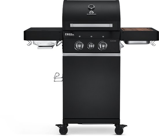 Burnhard Gas BBQ FRED JR. Deluxe Series 3 - 2 Branders - Incl. Keramische Infraroodbrander & Afdekhoes - Black Series van Burnhard