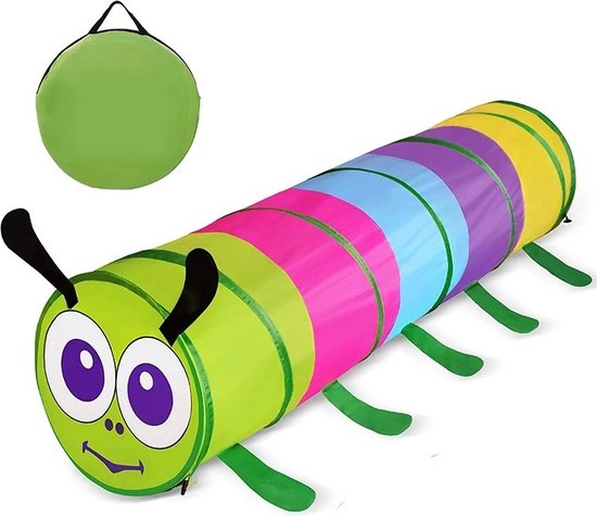 Buxibo Speeltunnel Rups - Kruiptunnel - Kinderspeelgoed/Binnenspeelgoed /Buitenspeelgoed - 170x46cm van Buxibo