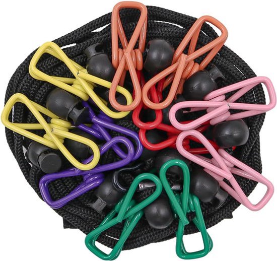 Camping Accessoires - Reiswaslijn met 12 Clips - Draagbare Buitenwaslijn - Uittrekbare Waslijn voor Kamperen