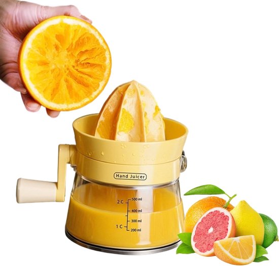 carmdering - Handmatige Citruspers - Handbediende Sappenpers - Manuele Juicer - Effortloze Extractie In Seconden - Lekvrije 500ml Capaciteit - BPA-vrij Kunststof - Ergonomisch Ontwerp Voor Artritis - 1 Stuk van Merkloos