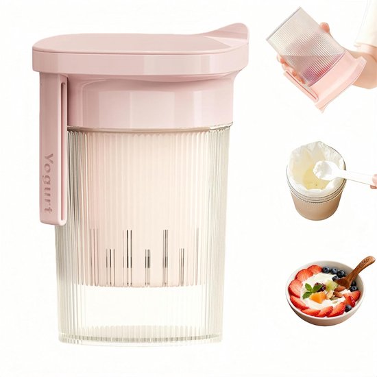 carmdering - Yoghurt Zeef Maker -Yoghurt Maker Zeef - Multi Yoghurtzeef voor Griekse Yoghurt, Sojamelk en Meer， Kaas en Sojamelk - roze van Merkloos