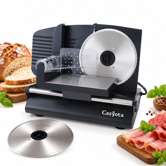 Caryota Snijmachine - Vleessnijmachine & Broodsnijmachine - 2 RVS Messen - 220W - 1-15 mm - Zwart