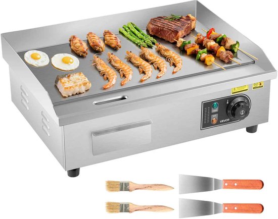 Casa Living Grillplaat - Grill Apparaat - Elektrische Bakplaat - 3200W Vermogen - 22 Inch - Temperatuur 50-300°C - RVS Grillplaat