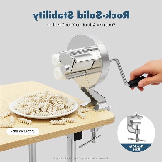 Cavatelli Pastamaker - Macaroni Maker - Zelf Pasta Maken - Aluminium Legering - Tot 5cm Tafel - Zilver