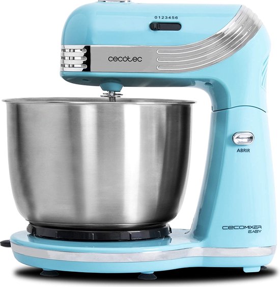 Cecotec Küchenmaschine Cecomixer Easy. 250 W, oszillierende Bewegung, 3L Fassungsvermögen, Edelstahlschüssel, 5 Funktionen: Kneten, Schlagen, Mischen, Montieren, Emulgieren, 6 Geschwindigkeiten, Blau van Cecotec