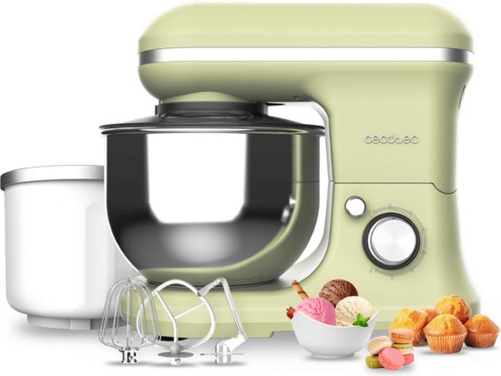 Cecotec Rühr- und Knetmaschine Cecomixer Merengue 5L 1200 Ice-Cream Grün. 1200 W, 5-Liter-Schüssel aus Edelstahl und Zubehör zum Schlagen und Kneten, inklusive Funktion zum Eiscreme machen van Cecotec
