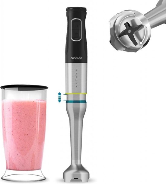 Cecotec Stabmixer Katana 15 TotalDestroy Full B Screen. 1500 W, Total Destroy, Perreo Move, 21 Geschwindigkeiten, Turbo-Funktion, perfekte Texturen, Spritzschutzhaube, 8 Titanklingen