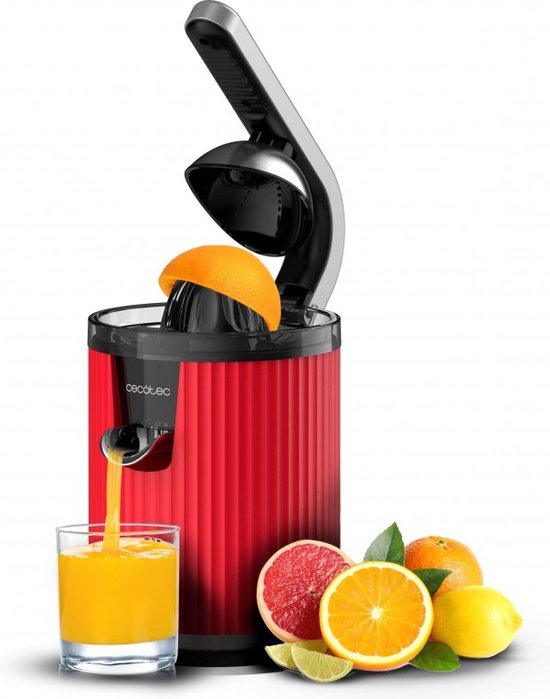 Cecotec Xqueeze RetroJuice 600 Slowjuicer 600 W Zwart, Rood, Roestvrijstaal van Cecotec