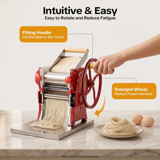 Cellista Pastamachine Handmatig - Noedelmachine RVS - Pasta Maker met Snijder - Verstelbare Dikte 0.5-5mm - 3mm Snijbreedte - 38cm van Merkloos