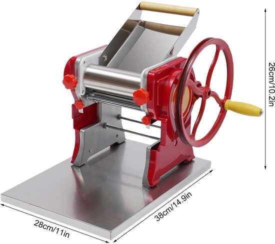 Cellista Pastamachine Handmatig RVS - Noedelmachine Verstelbare Dikte - Pasta Maker 3mm Snijder - Deegroller - Pastaroller Tafelmodel 38x28cm van Merkloos