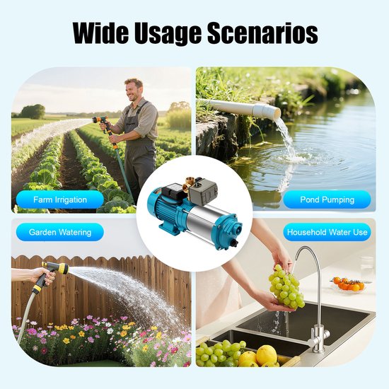 Centrifugaalpomp Industriële 1300 W - IP44 Bescherming - Roestvrij Staal - Voor Irrigatie En Waterbeheer