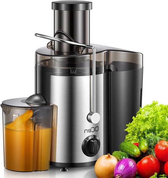 Centrifugale Juicer - Sapcentrifuge Fruitgroenten - Gezond Sap Maken - Brede Vulopening - 7.5 cm - Zilver