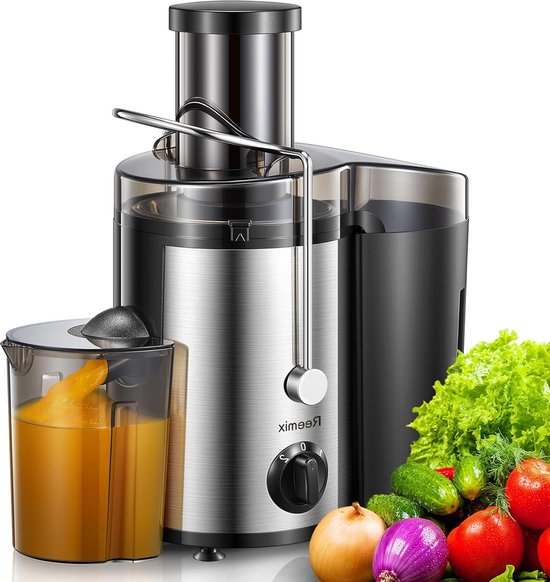 Centrifugale Sapcentrifuge - Sapmachine voor hele groenten en fruit - 800 W - 3 inch brede mond - 2 snelheden - borstel inbegrepen - gemakkelijk schoon te maken sapcentrifuge groenten en fruit van $