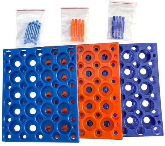 Centrifuge Buisrekjes - Reageerbuishouder Lab - Laboratorium Organisatie - Demontabel Twee Lagen - 20.5cm*17cm*5.8cm - Blauw Oranje van Merkloos
