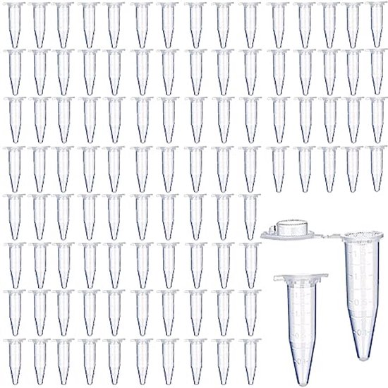 Centrifugebuis 1,5 ml - 100 Stuks - Conische Laboratoriumbuizen met Snap-Cap voor Wetenschappelijk Gebruik van Labmaat