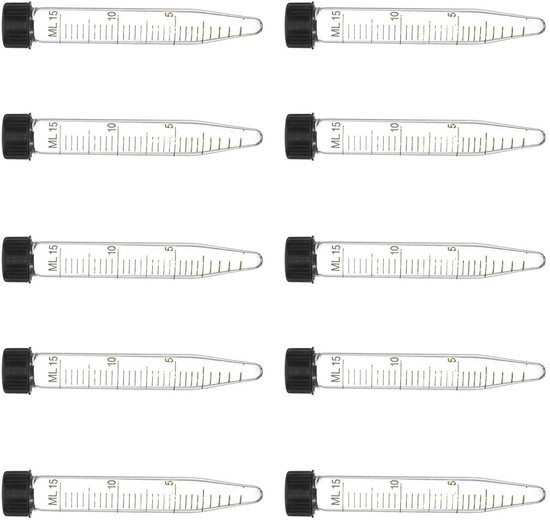 Centrifugebuisjes Set - Laboratoriumbuisjes Falcon - Wetenschappelijk Onderzoek - Afgestudeerde Markeringen - 15ml Volume - Transparant van Merkloos