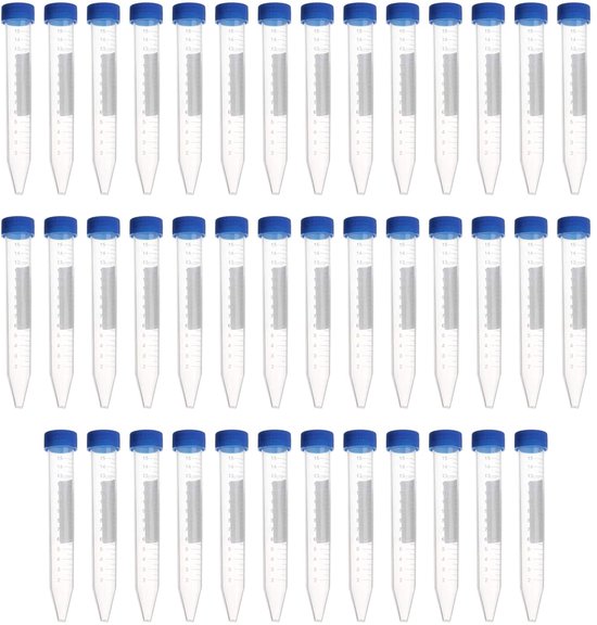Centrifugebuisjes Set - Reageerbuisjes Kunststof - Laboratorium Werk - Met Schroefsluiting - 15 ml 40 Stuks - Blauw van Merkloos