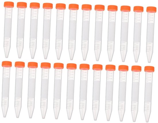 Centrifugebuizen - Reageerbuizen Flesjes - Laboratorium Experimenten - Met Schroefdop - 25 ml - Transparant
