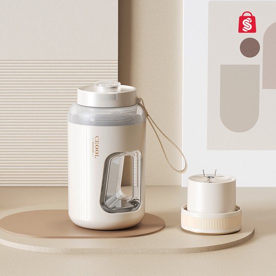 Ceool Jug 600ml - Draagbare Blender – Blender To Go– Portable Blender - Smoothie maker - Protein Shaker - Mini Blender - Draadloze Blender - Smoothie Maker - Blender - USB-C - Beige van Ceool