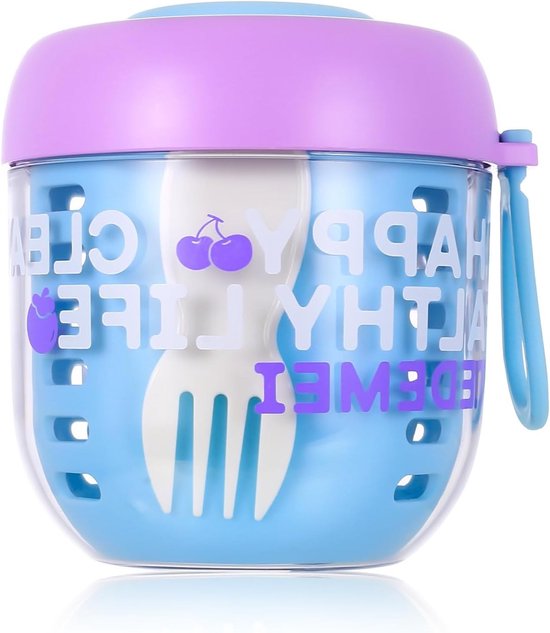 Cereal Bowl en Yogurt Cup 500 ml voor Fruit, School, Werk, Picknick en Reizen met Bestek van Merkloos