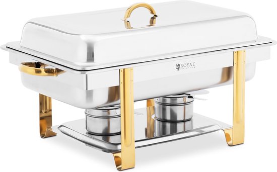 Chafing Dish - GN 1/1 - Gouden accenten - 9 L - 2 Brandstofcellen - Royal Catering