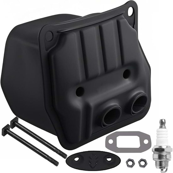 Chainsaw Muffler for Chinese 45CC 52CC 58CC 59 60 4500 5200 5800 5900 Replacement, with Mffler Plate Shield Gasket Bolts Muffler Screw Chainsaw Accessories