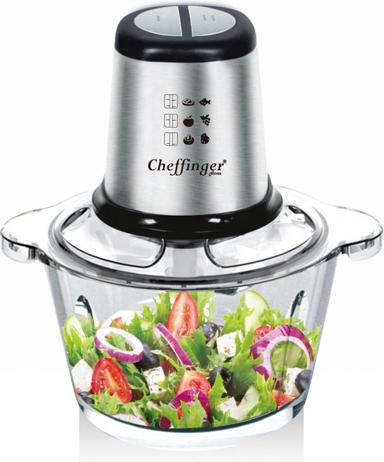 Cheffinger Elektrische Hakmolen - 1000W - XL - 3L - Glazen Kom