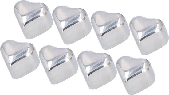 Chilling Cube 8 Stuks Hartvormige Rvs Whisky Stone Cooling Whisky Rock Herbruikbaar - Drink Wijnkoeler - Bar Thuis van Erokicy