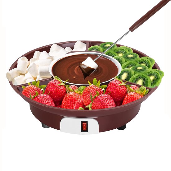 Chocolade Fondue - Hotpot Electrisch - Kaasfondue - Automatische Temperatuurregeling - Oververhittingsbeveiliging - Anti-verbrandingsfunctie - Bruin