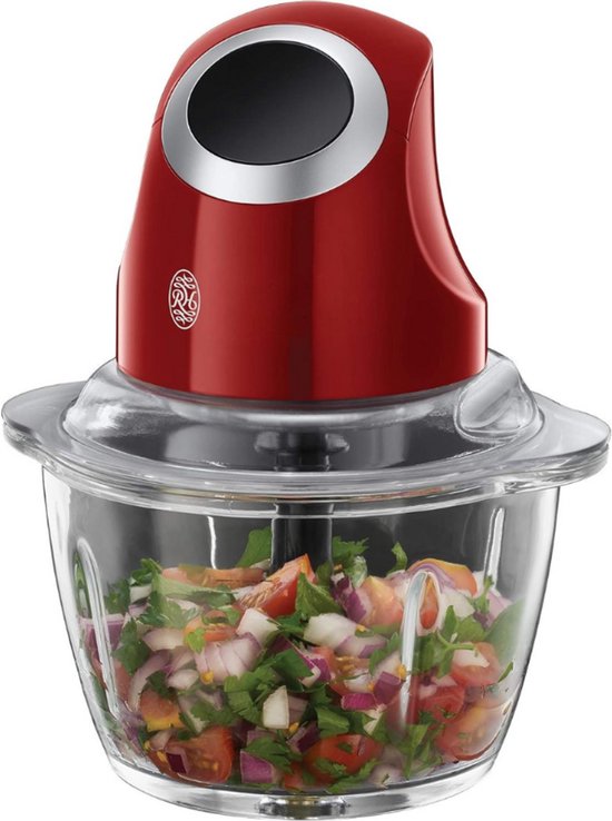 Chopper Desire Mini Red – 1 Liter Glazen Kom – 500ml Gebruik – Multifunctioneel Hakmolen – Verwijderbare Messen – Vaatwasserbestendig – Rood van Merkloos