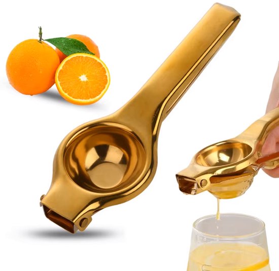 CHPN - Citruspers - Handpers -Citruspers - Citroen pers - citroen persen- Citrusap - Citroensap - Peeling - Keukenaccessoire - Citrus - RVS - Limoenpers - Goudkleurig - Roestvrijstaal van CHPN