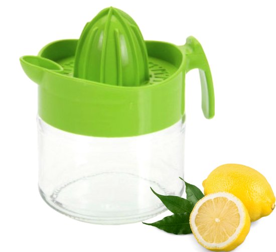 Citroenpers 300 ml - Citruspers - Limoenpers - Citrus knijper - Glazen opvangbak - Citroen zuur - Citroenpers Handmatig - Groen van Merkloos