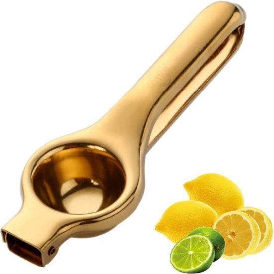 Citroenpers - Citruspers - Limoenpers - citroenpers handmatig - citroenknijper - citrusknijper - sinaasappelpers - fruitpers - sinaasappelpers handmatig - RVS - Goudkleurig