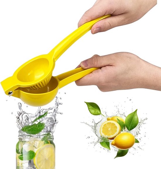 Citroenpers - Fruitpers - Limoenpers - Citruspers - emon squeezer - handmatig - Robuuste - duurzaam - Ergonomische Handpers voor Citroen - voor Citroen, Limoen & Sinaasappel - geel