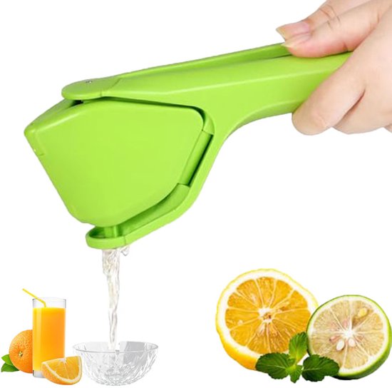 Citroenpers - Handmatige citruspers - Draagbare handpers - Handmatige citroenpers - Limoenpers - Sinaasappel juicer - Opvouwbaar en plat - Lichtgroen - Geschikt voor citroenen, limoenen, fruit, sinaasappels, enz.