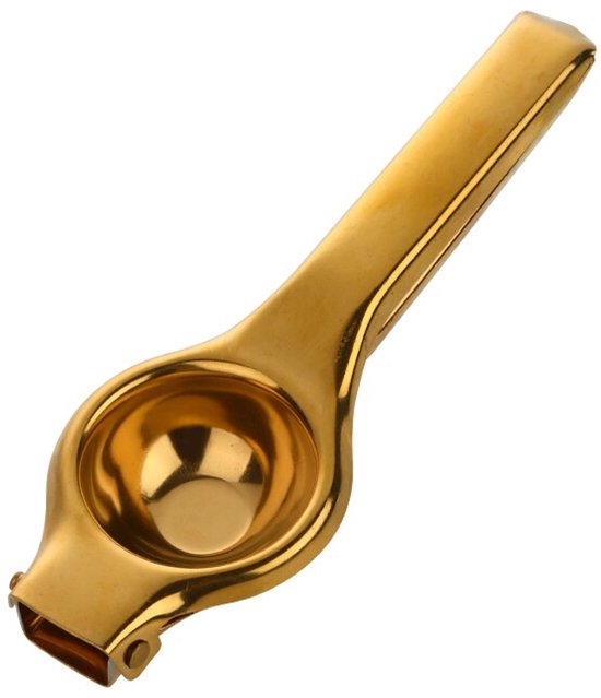 Citroenpers - Handmatige citruspers - Limoenpers - Handpers citrusvruchten - Lemon squeezer - Goudkleurig - RVS - 20 cm - Jonyx