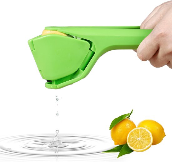 Citroenpers - Handmatige fruitpers - Herbruikbaar - Citruspers - Opvouwbaar plat ontwerp - Bespaart opslagruimte - Gemakkelijk te gebruiken - Geschikt voor citroenen, limoenen, mandarijnen, sinaasappels, fruit - Groen