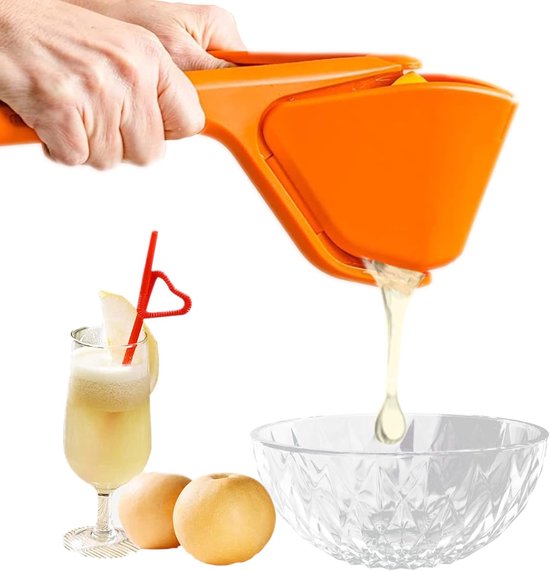 Citroenpers - Handmatige fruitpers - Herbruikbaar - Citruspers - Opvouwbaar plat ontwerp - Bespaart opslagruimte - Gemakkelijk te gebruiken - Geschikt voor citroenen, limoenen, mandarijnen, sinaasappels, fruit - Oranje van Merkloos