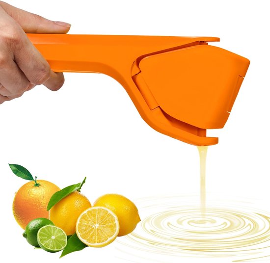 Citroenpers - Handmatige sapcentrifuge - Keukenhulpmiddel - Geschikt voor het persen van citroenen, sinaasappels en andere citrusvruchten - oranje kleur- 21*3*8 cm van Merkloos