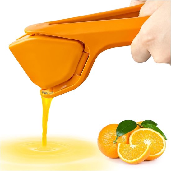 Citroenpers - Robuuste Kwaliteit Citroenpers - Limoenpers - Handpers - Citruspers - Sinaasappelpers handmatig - voor minder inspanning - Citruspers met ingebouwde zeef - oranje kleur - hefboomwerking van Merkloos